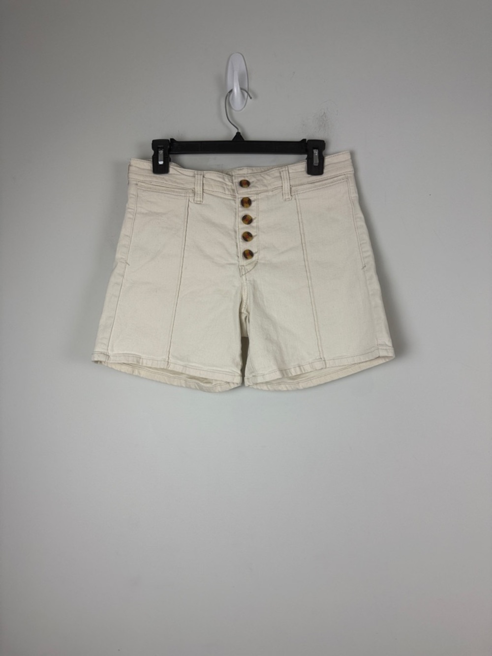Anthropologie Pilcro High-Rise Cream Button-Front Women’s Boyfriend Shorts